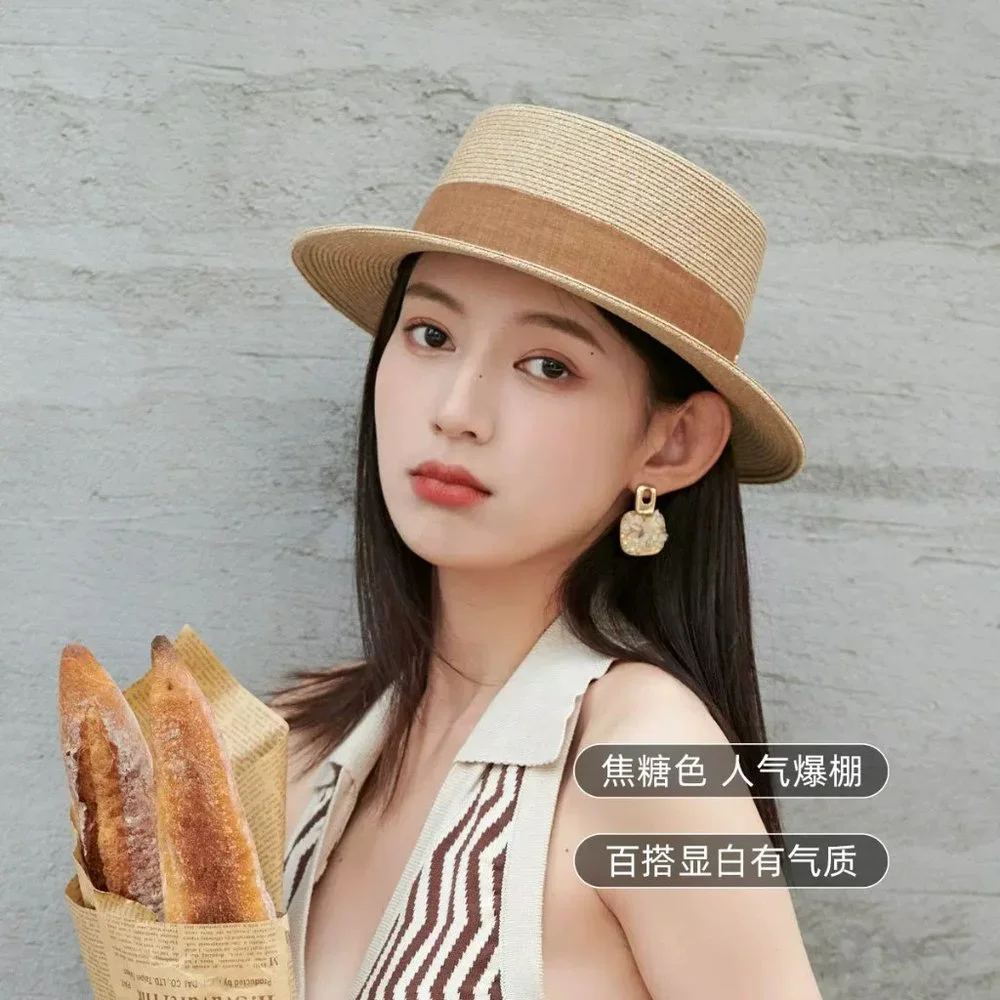 NWT Hi Crown Internet Celebrity Straw Hat For Women, Spring And Summer F… - Picture 3 of 4